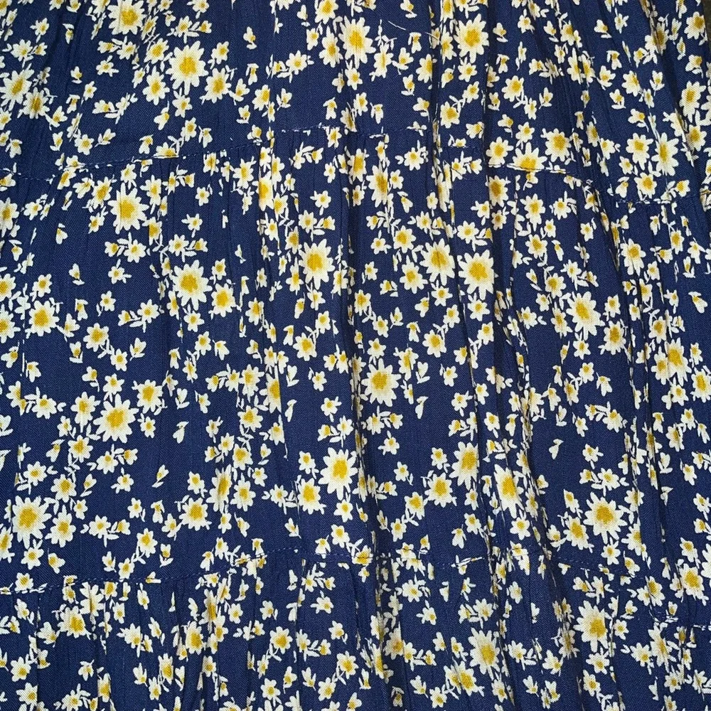 Angie Blue White Floral Sundress Short Open Tie Back Ladies Large NWT